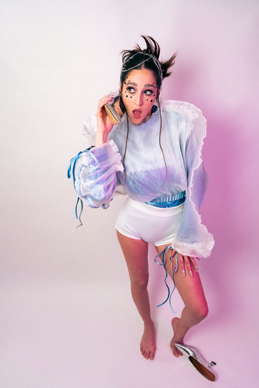 Rainbow Reeded Organza Top